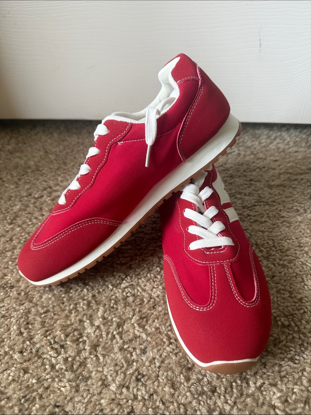 Red Athletic Sneakers with White Accent